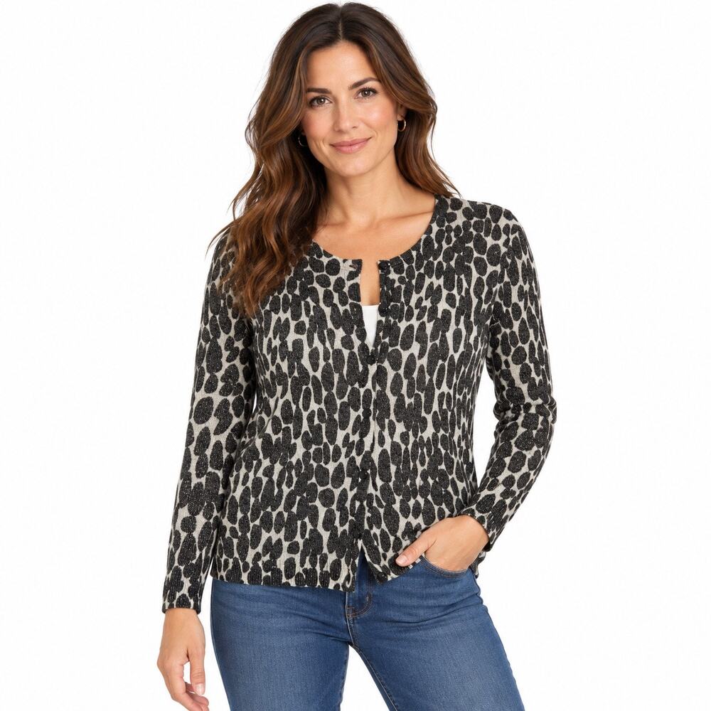 Joseph A Leopard Print button up cardigan women M